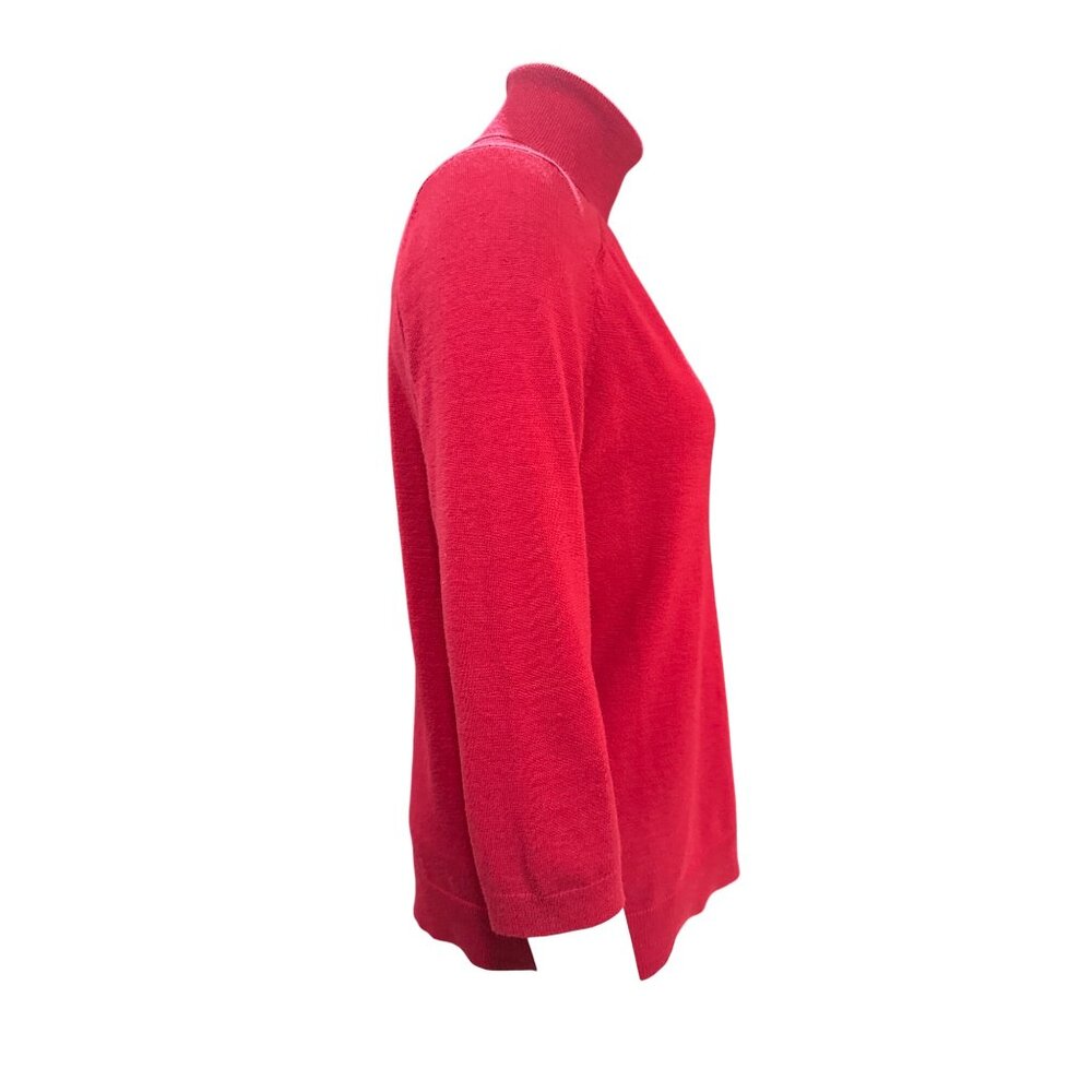 Chicos Size 0 Red Rayon Blend Mock Neck Sweater Top Soft Knit Minimalist Core - Picture 5 of 11